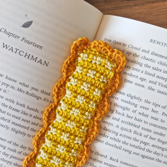 Yellow Gingham - Crochet Bookmark