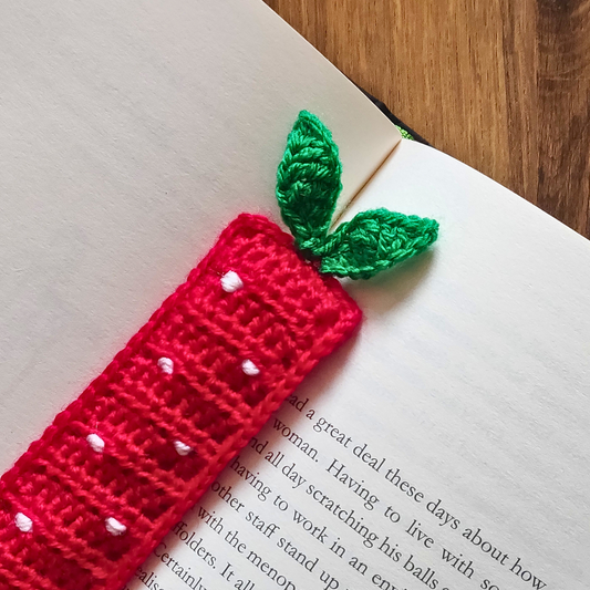 Strawberry - Crochet Bookmark