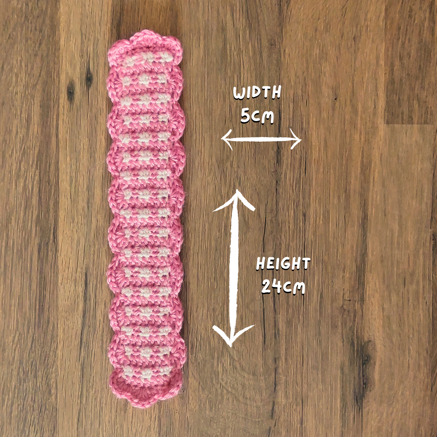 Pink Gingham - Crochet Bookmark