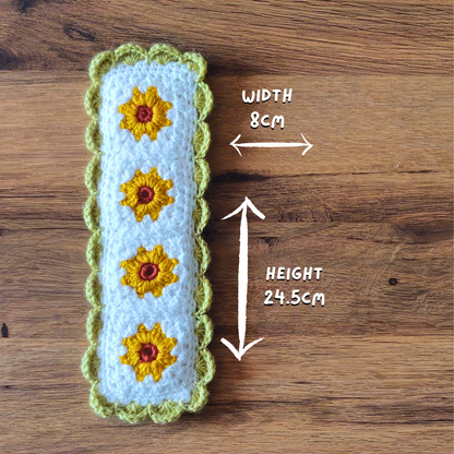 Sunflower Granny Square - XL Crochet Bookmark