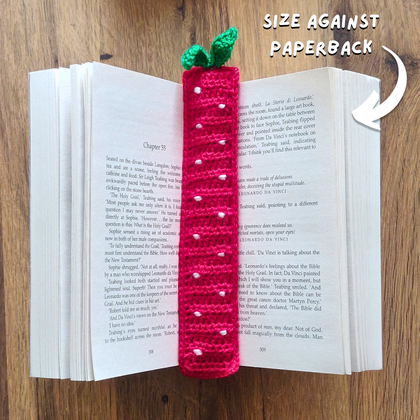 Strawberry - Crochet Bookmark