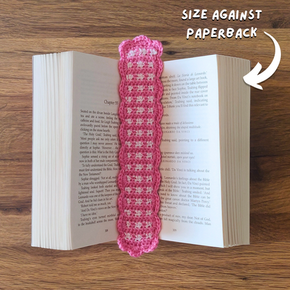 Pink Gingham - Crochet Bookmark