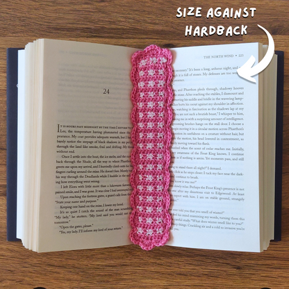 Pink Gingham - Crochet Bookmark